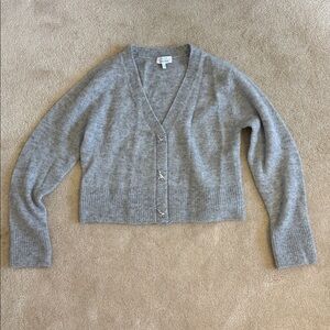 & Other Stories Gray V-Neck Cardigan dinosaur buttons size L